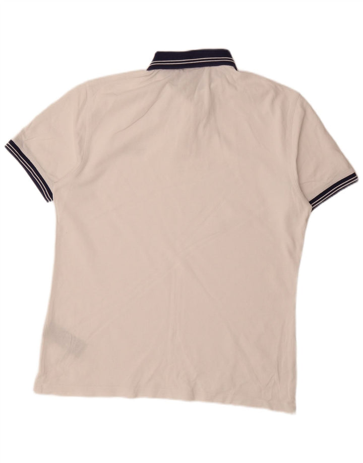 Camisa polo masculina de rugby Barbour grande algodão listrado branco