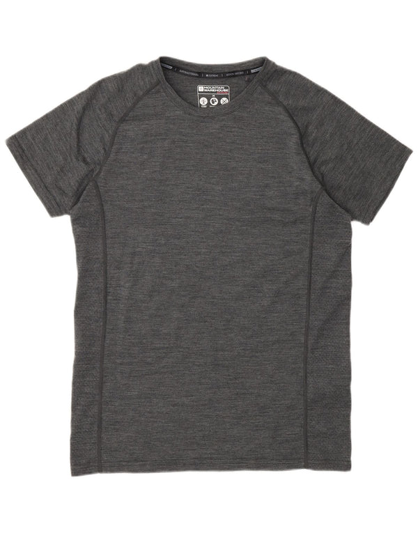 Camiseta masculina Mountain Warehouse Top cinza médio manchado de lã Merino