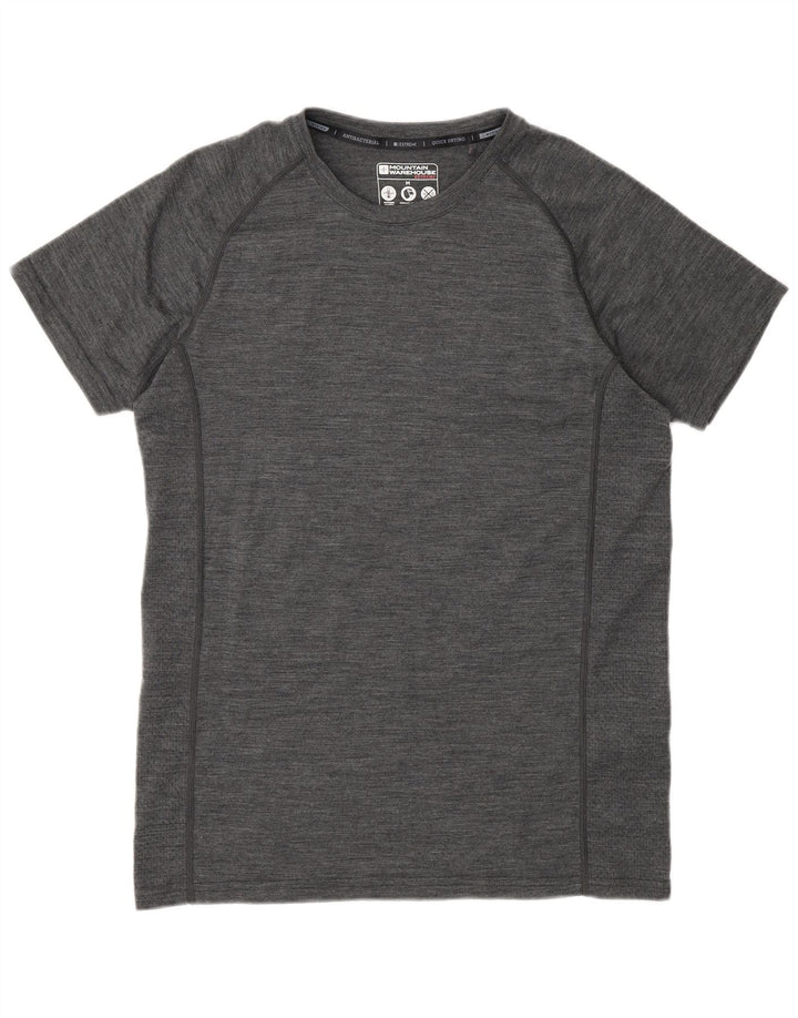 Camiseta masculina Mountain Warehouse Top cinza médio manchado de lã Merino