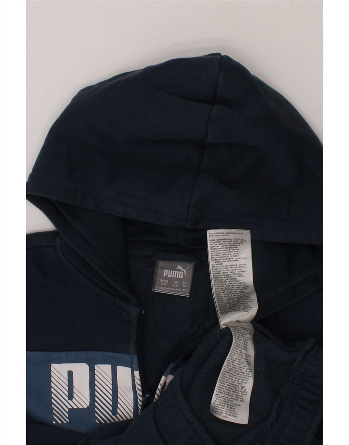 PUMA Boys Graphic Zip Hoodie Sweater 5-6 Years Blue Colourblock Cotton Vintage Puma and Second-Hand Puma from Messina Hembry 