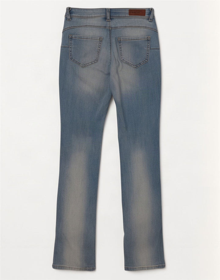 Benetton Jeans feminino slim bootcut desgastado W26 L31 azul