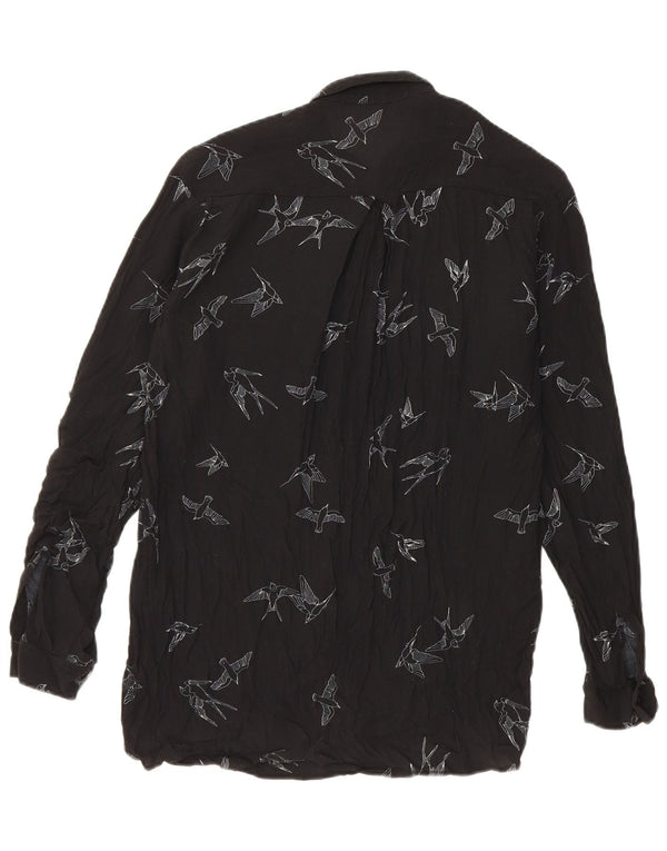 Blusa feminina Zara com estampa oversized Reino Unido 6 XS preto viscose