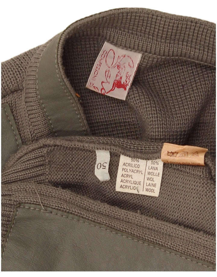 Suéter Cardigan Masculino Vintage IT 50 Acrílico Marrom Médio