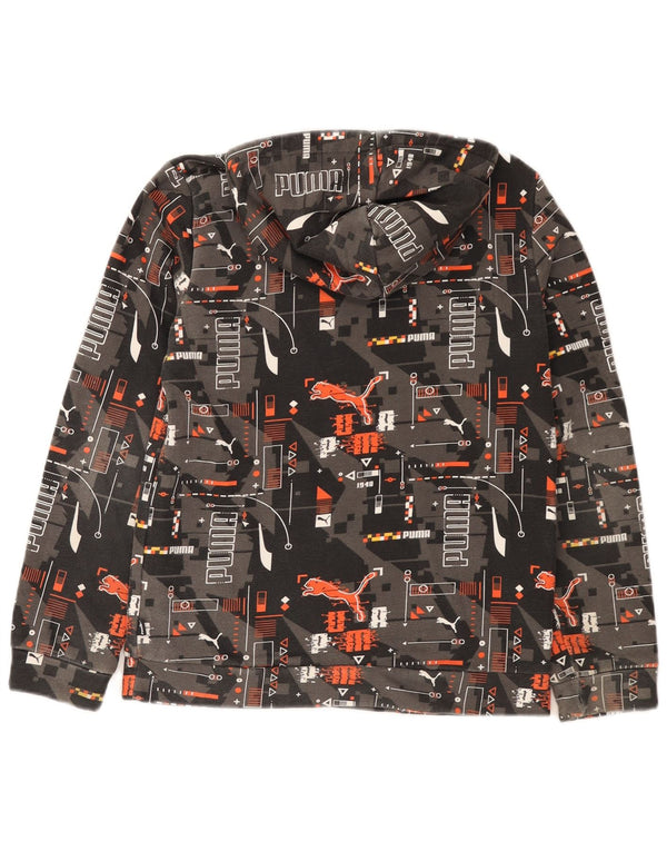 Jumper com capuz gráfico Puma Boys 13-14 anos cinza algodão geométrico