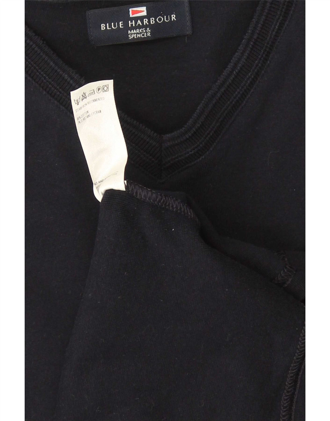 Top masculino Marks & Spencer Blue Harbor manga comprida XL azul marinho algodão