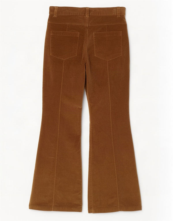 Calça feminina vintage de veludo cotelê UK 10 pequena W28 L30 algodão marrom