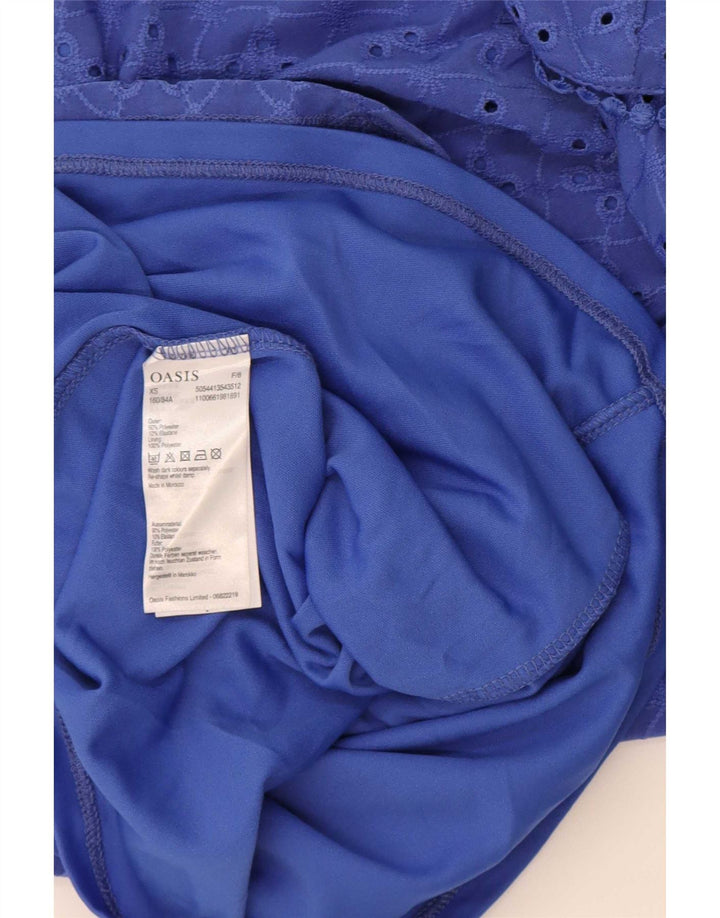 Vestido feminino Oasis com ombros de fora UK 6 XS azul poliéster