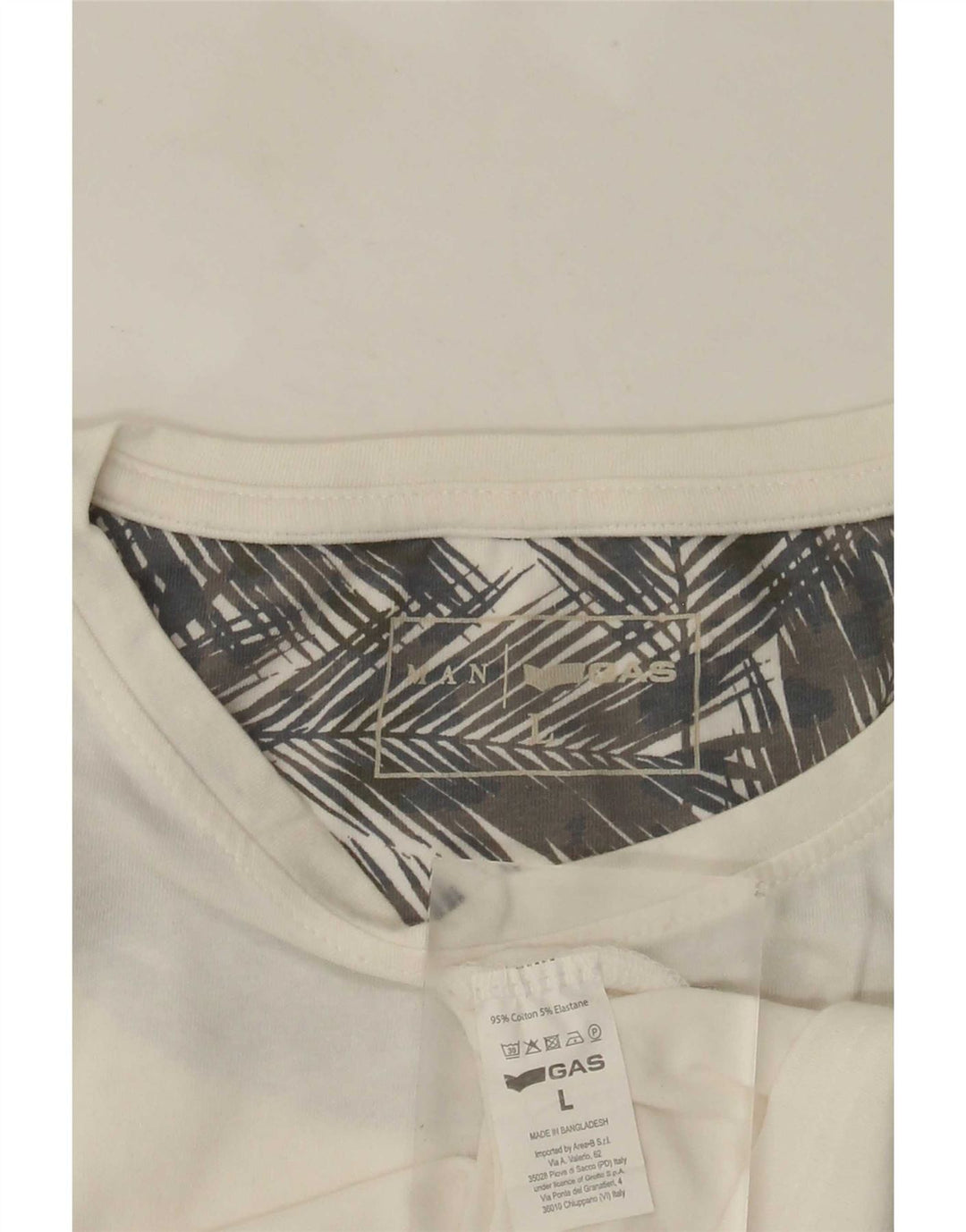 Camiseta gráfica masculina Gas Top grande de algodão branco