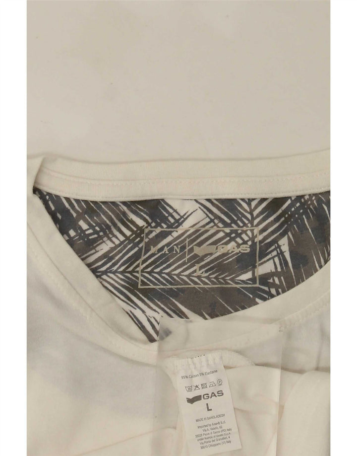Camiseta gráfica masculina Gas Top grande de algodão branco