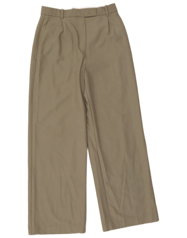 Zara Calça feminina de perna larga grande W30 L32 poliéster verde