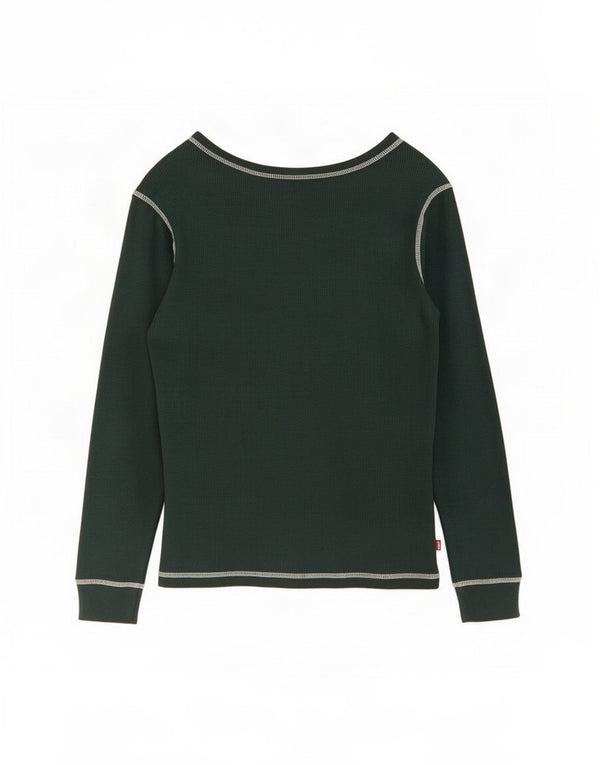Top feminino Levi's manga comprida UK 18 XL algodão verde