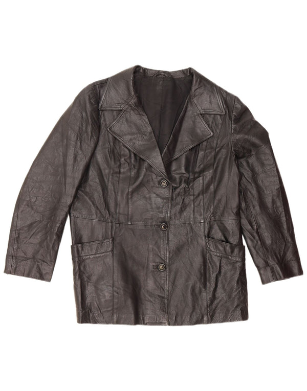 Jaqueta de couro feminina Nappa UK 14 médio preto