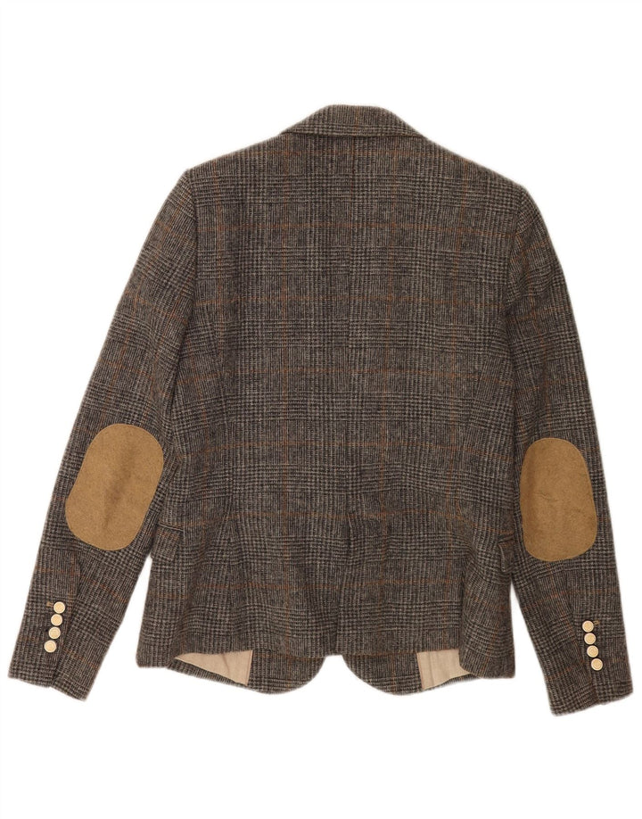 Jaqueta blazer feminina Zara com 1 botão Reino Unido 12 xadrez cinza médio
