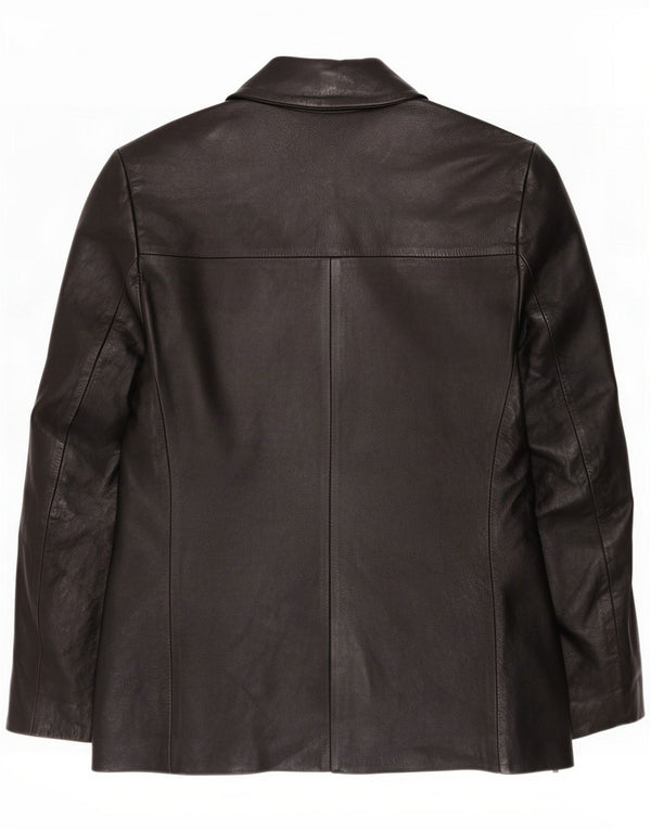 Jaqueta blazer feminina vintage de couro com 2 botões IT 42 preto médio