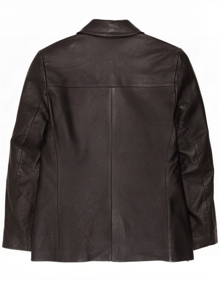 Jaqueta blazer feminina vintage de couro com 2 botões IT 42 preto médio