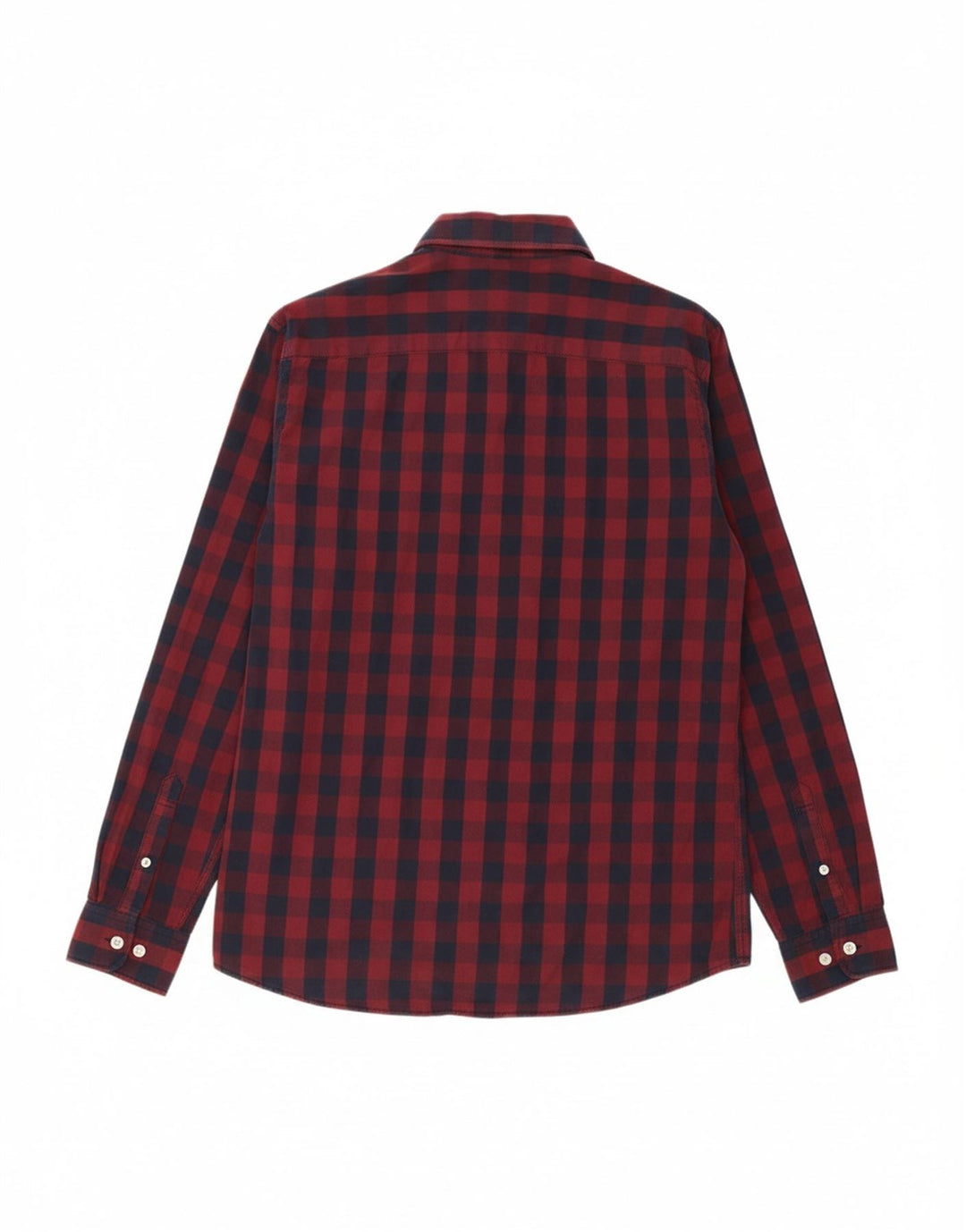 Camisa masculina JACK & JONES de algodão xadrez médio Borgonha