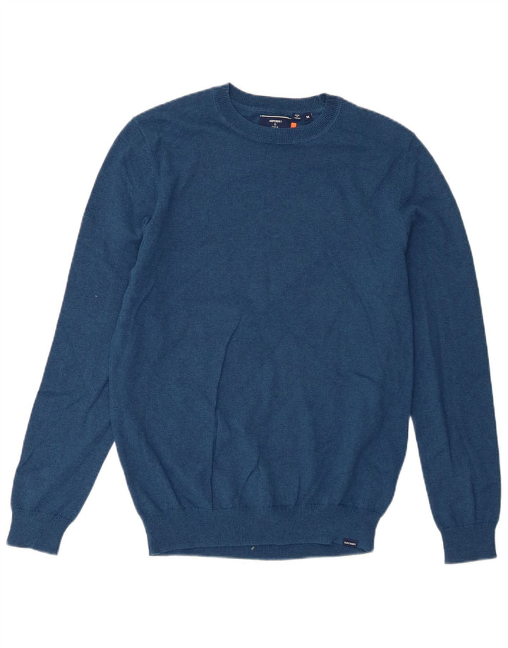 Suéter masculino Superdry com gola redonda e algodão azul médio