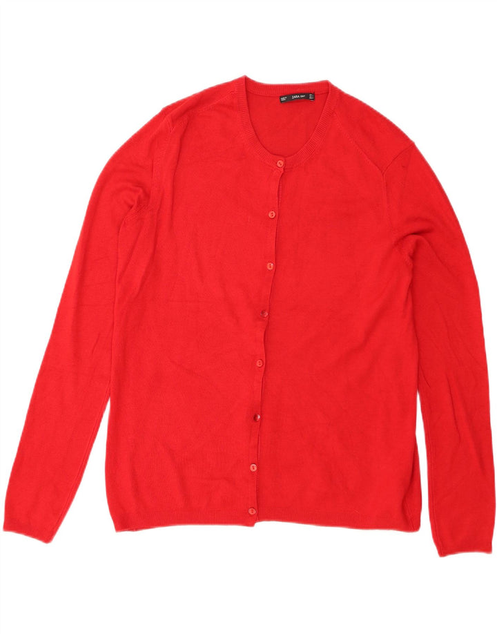 Suéter cardigã feminino Zara Reino Unido 14 grande viscose vermelha
