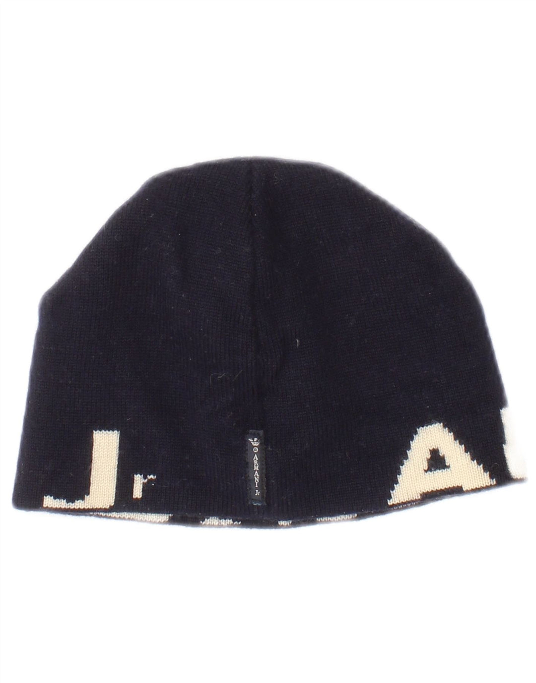 Gorro de malha gráfica Armani Junior para meninos, tamanho único, azul marinho, bloco colorido
