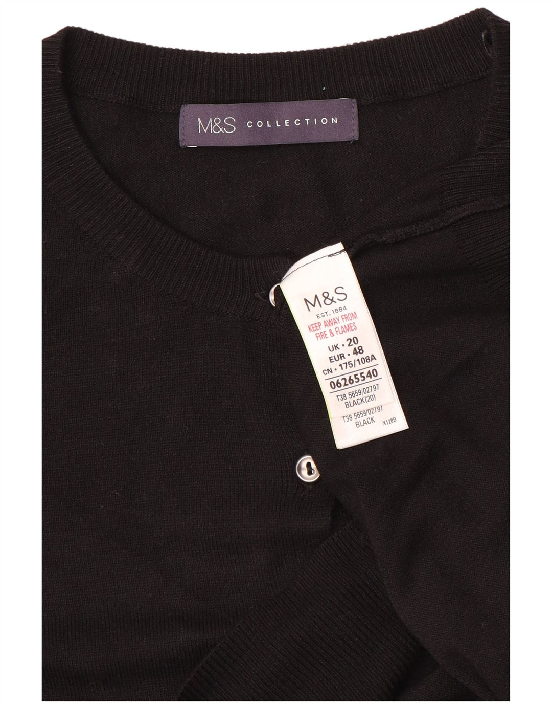 Suéter cardigã feminino MARKS & SPENCER UK 20 2XL preto viscose
