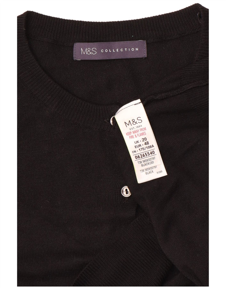 Suéter cardigã feminino MARKS & SPENCER UK 20 2XL preto viscose