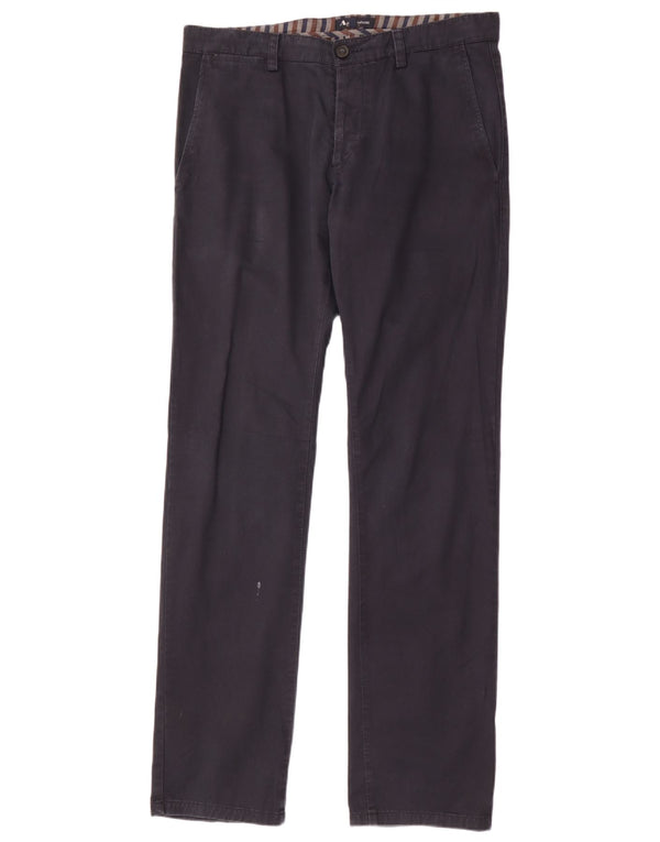 Aquascutum Calça Chino Masculina Reta IT 50 Grande W34 L34 Azul Marinho