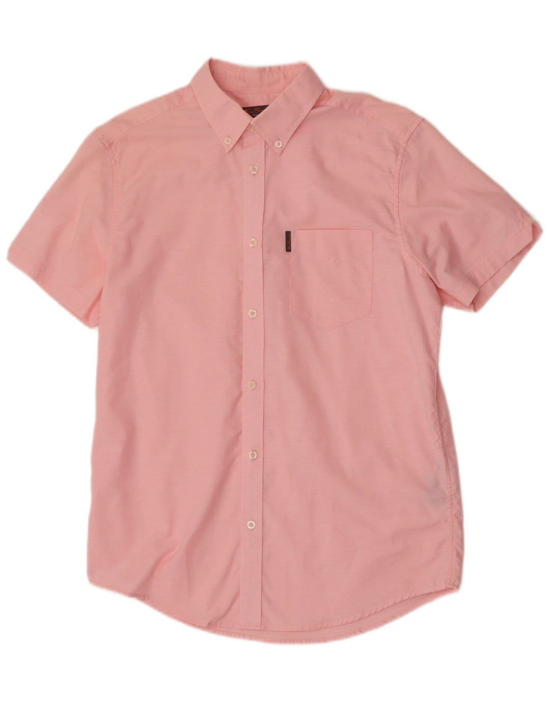 Camisa masculina de manga curta Ben Sherman de algodão rosa médio