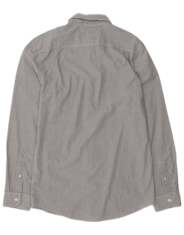 Jack Wills Camisa masculina clássica de ajuste pequeno algodão listrado cinza