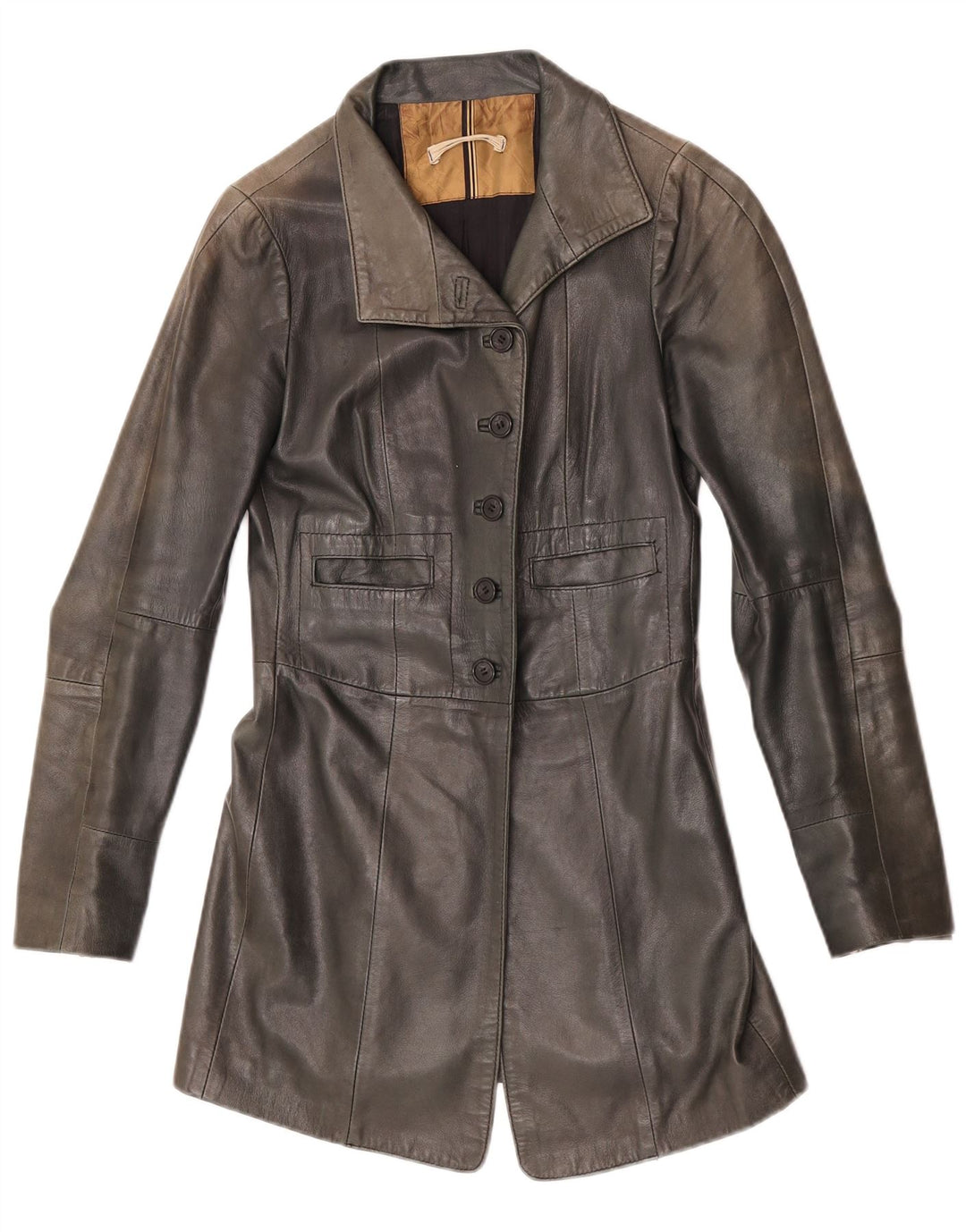 Jaqueta de couro feminina vintage IT 40 couro verde pequeno