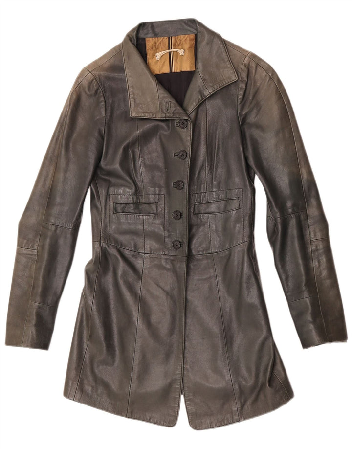 Jaqueta de couro feminina vintage IT 40 couro verde pequeno