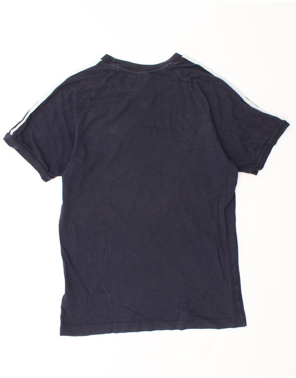 Adidas Mens Camiseta Top Pequeno Algodão Azul Marinho