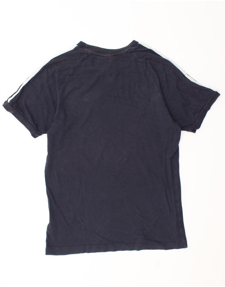 Adidas Mens Camiseta Top Pequeno Algodão Azul Marinho