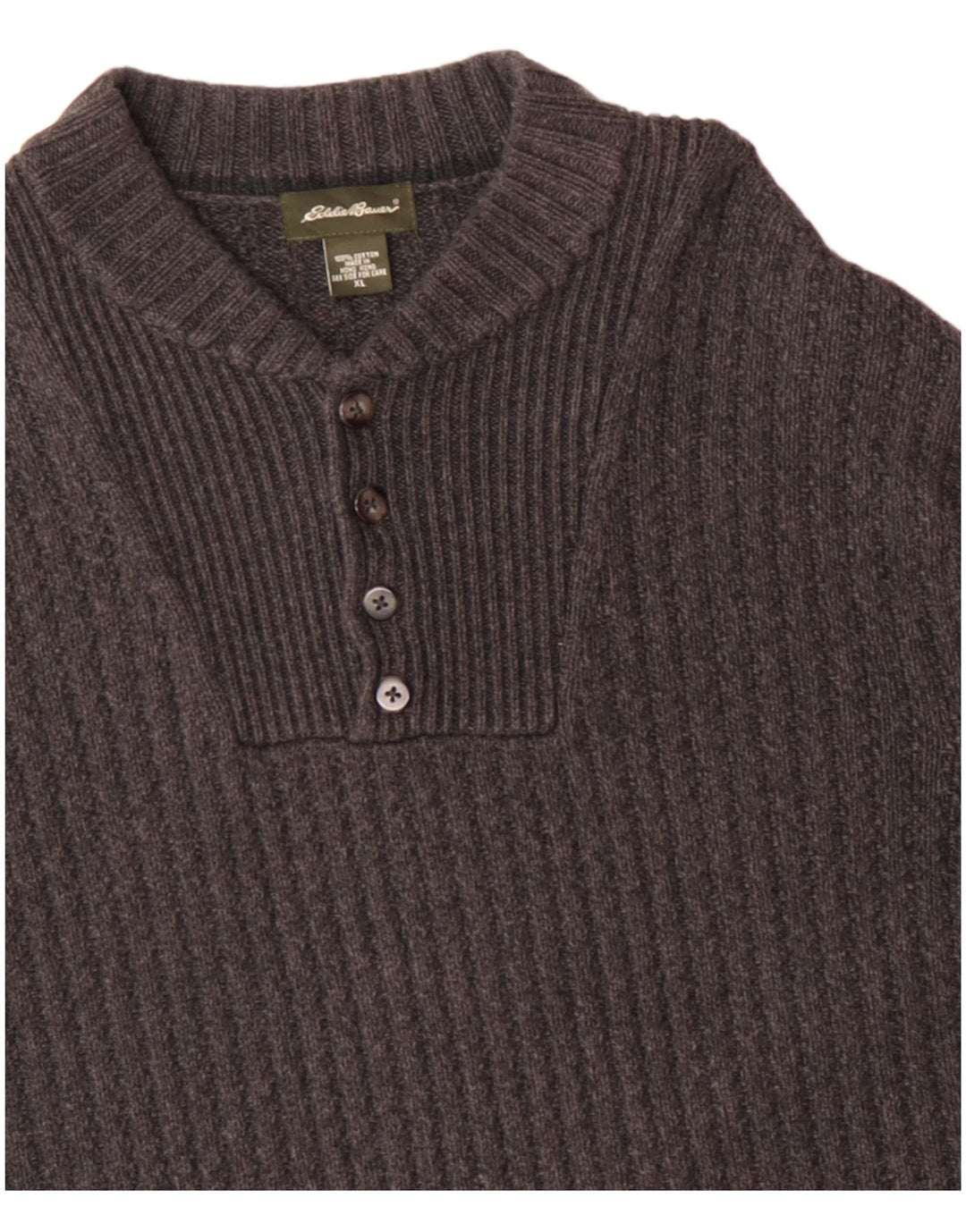 EDDIE BAUER Suéter masculino com gola redonda XL algodão cinza