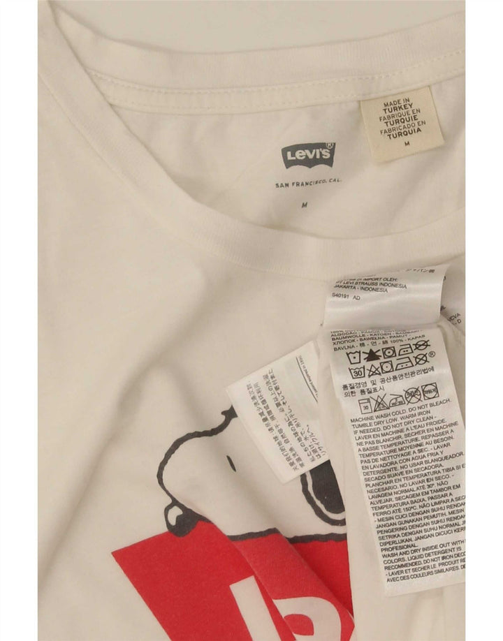 Camiseta feminina gráfica Levi's Top UK 12 algodão branco médio