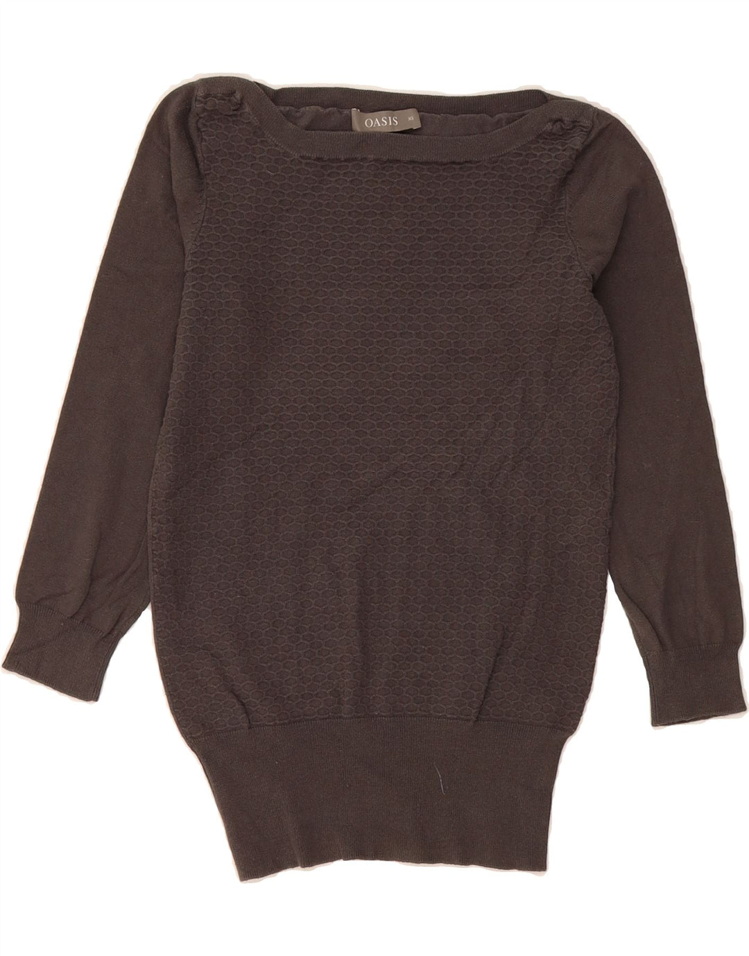 OASIS Womens Boat Neck Jumper Sweater UK 6 XS Grey Cotton Vintage Oasis and Second-Hand Oasis from Messina Hembry 