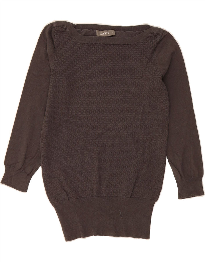 OASIS Womens Boat Neck Jumper Sweater UK 6 XS Grey Cotton Vintage Oasis and Second-Hand Oasis from Messina Hembry 