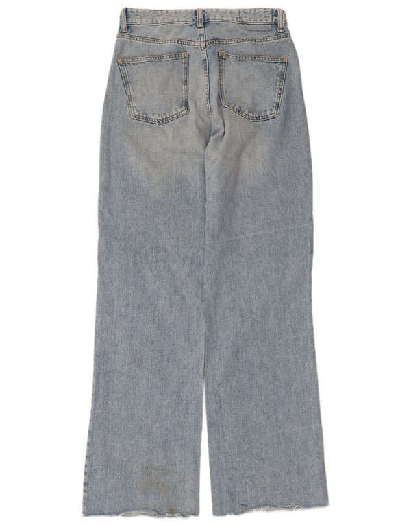 Calça jeans feminina Zara com perna larga desgastada EU 40 médio W30 L33 azul