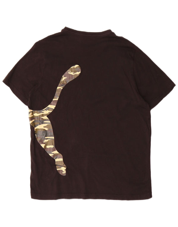 Puma Mens Graphic T-Shirt Top Grande Algodão Preto