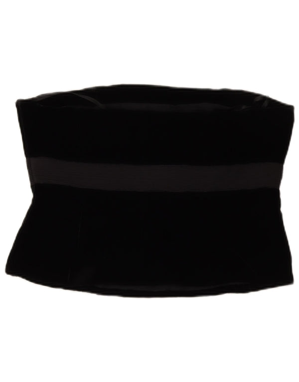 LAURA ASHLEY Top feminino de veludo espartilho Reino Unido 14 viscose preta média