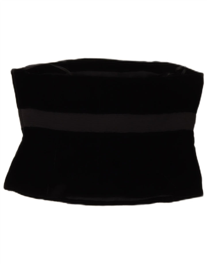 LAURA ASHLEY Top feminino de veludo espartilho Reino Unido 14 viscose preta média