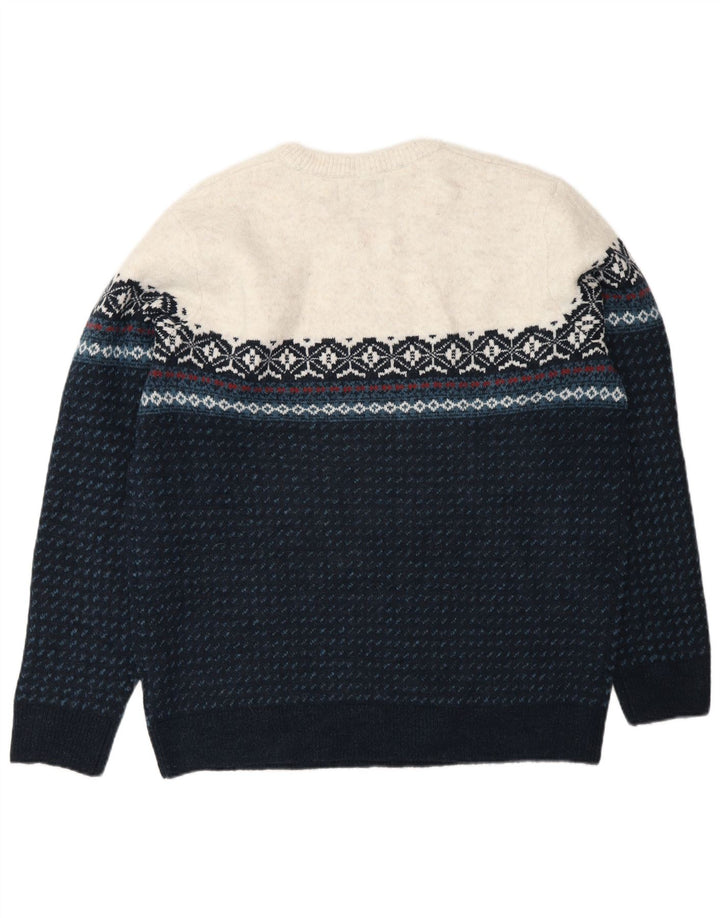 Suéter masculino Marks & Spencer com gola redonda grande turquesa Fair Isle