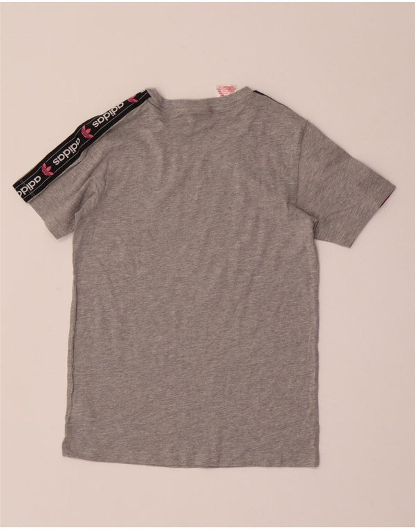 Camiseta feminina ADIDAS com estampa gráfica 9-10 anos cinza algodão colorblock