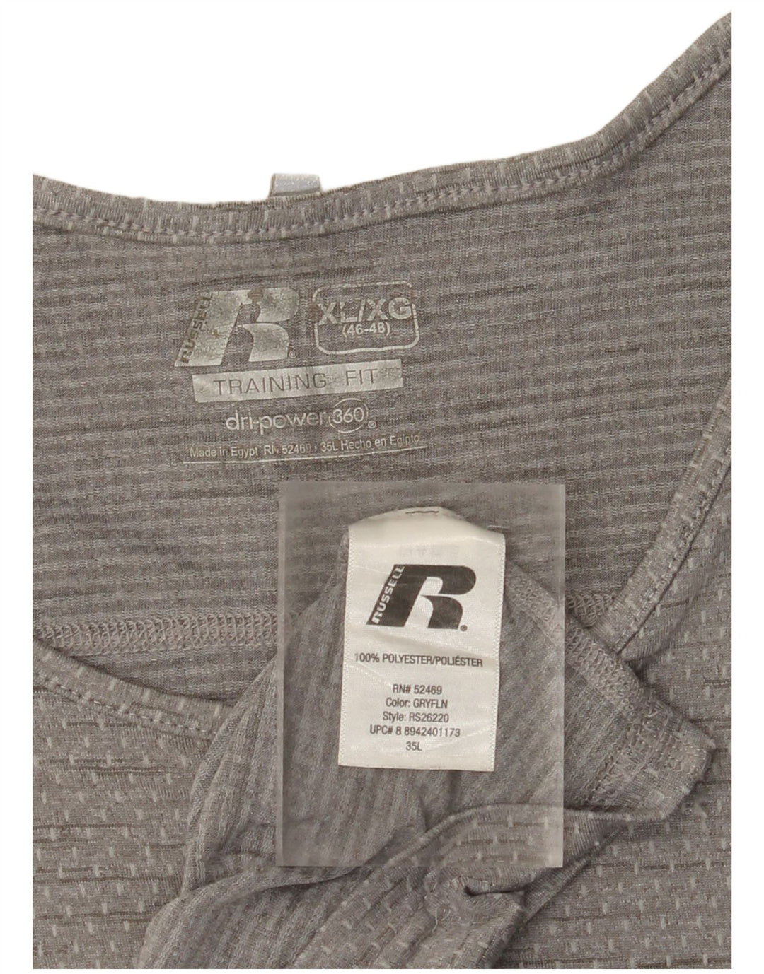 RUSSELL ATLÉTICO Masculino Dri-Power Colete Top Reino Unido 46/48 XL Cinza Salpicado