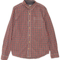Camisa masculina Fat Face pequena de algodão vermelho guingão