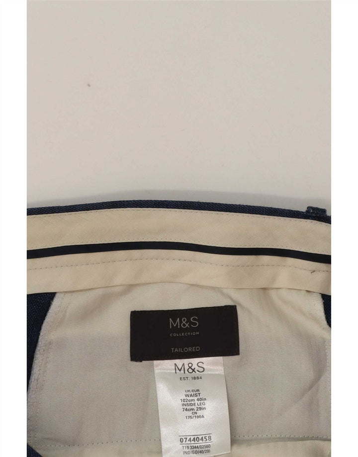 Calça masculina Marks & Spencer sob medida W40 L29 azul clássico