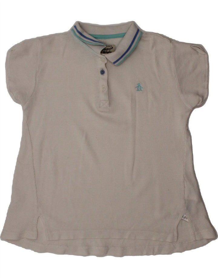 PENGUIN Girls Polo Shirt 11-12 Years White Cotton Vintage Penguin and Second-Hand Penguin from Messina Hembry 