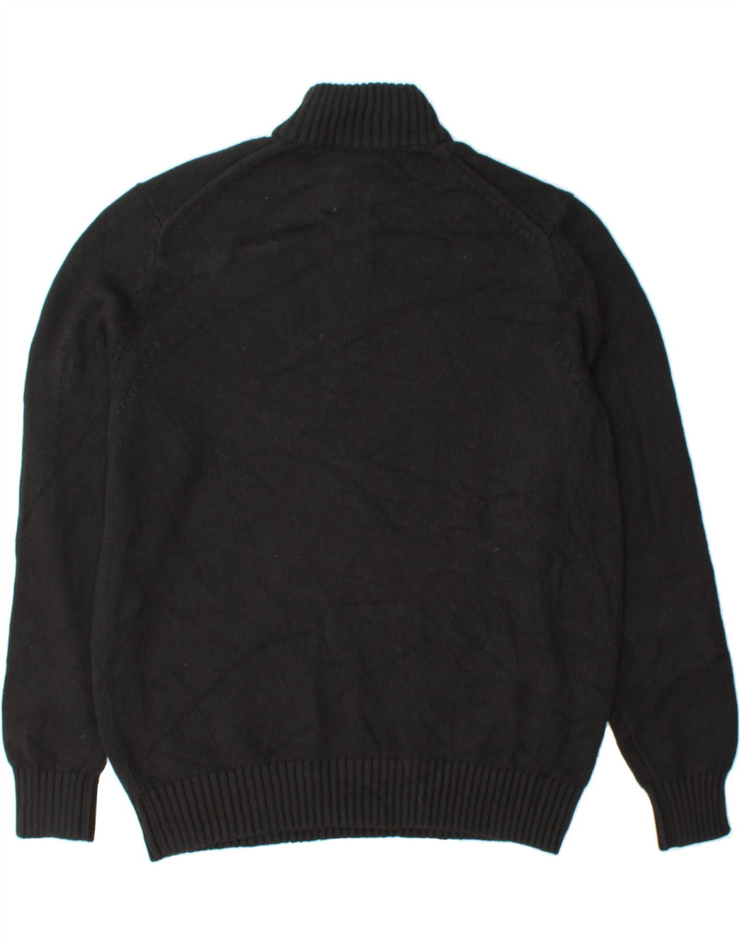 IZOD Mens Zip Neck Jumper Sweater Medium Black Fair Isle Cotton Vintage Izod and Second-Hand Izod from Messina Hembry 