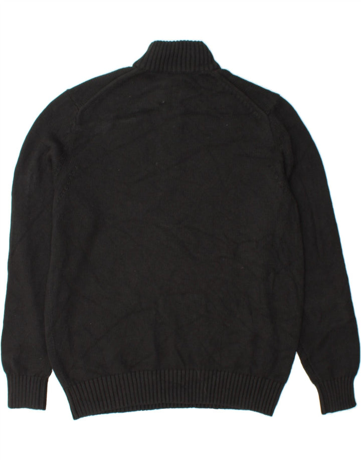 IZOD Mens Zip Neck Jumper Sweater Medium Black Fair Isle Cotton Vintage Izod and Second-Hand Izod from Messina Hembry 