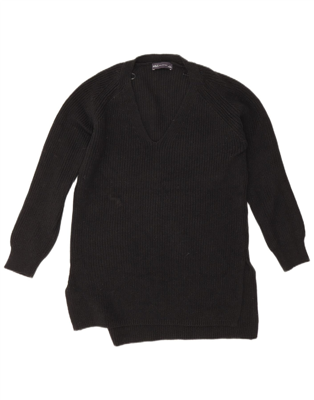 Suéter feminino Marks & Spencer grande com decote em V Reino Unido 10 pequeno preto