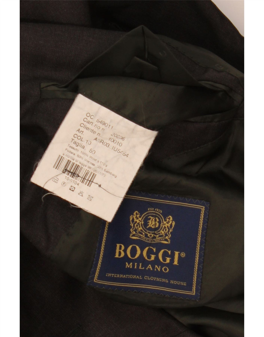 Jaqueta blazer masculina Boggi com 3 botões IT 50 grande lã preta